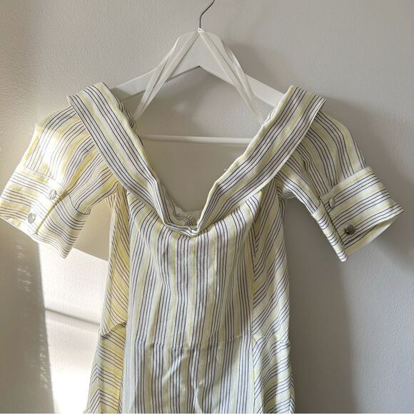 Veronica Beard Heath Linen Striped Midi Dress - Picture 9 of 11